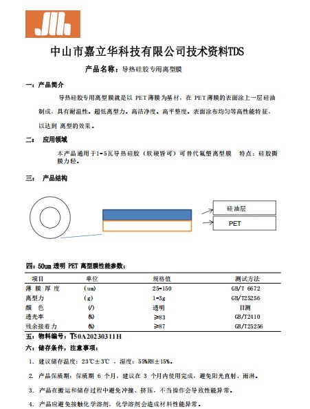 導熱硅膠專用離型膜